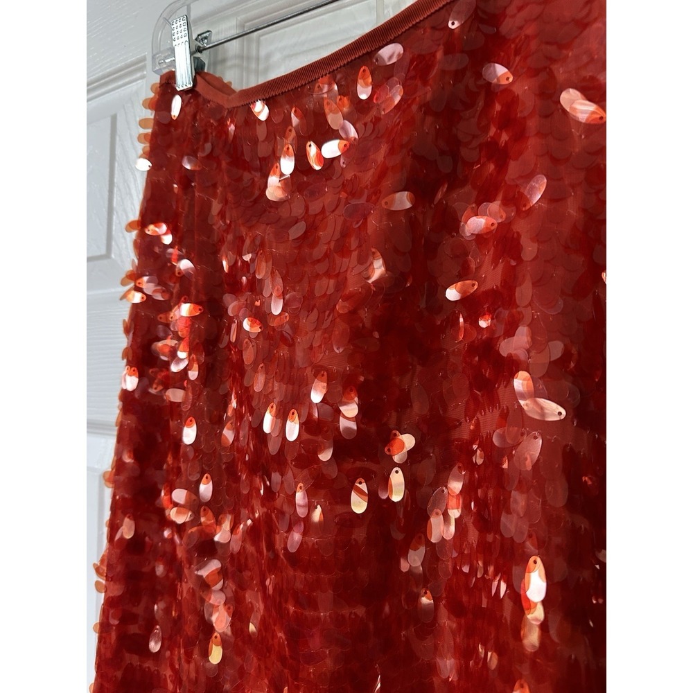 Zara Woman Midi Chunky Sequin Skirt Orange Rare Size XL - Picture 3 of 9